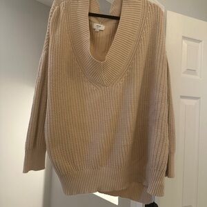 Aerie Cream V-Neck Ribbed Sweater